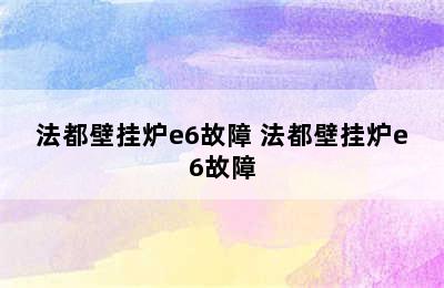 法都壁挂炉e6故障 法都壁挂炉e6故障